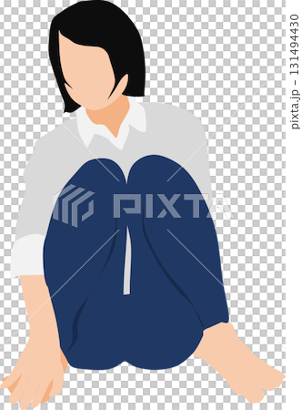 Illustration of a woman squatting 131494430