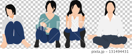 Illustration of a woman squatting Illustration of a woman squatting 131494431