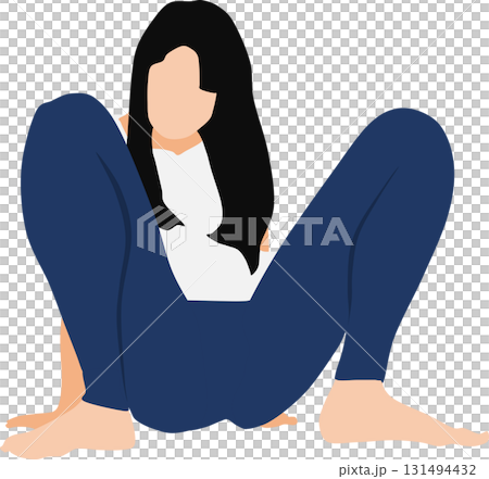 Illustration of a woman squatting 131494432