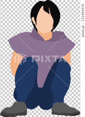 Illustration of a woman squatting 131494434