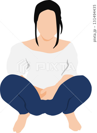 しゃがんでいる女性のイラスト 131494435