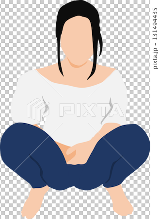Illustration of a woman squatting 131494435