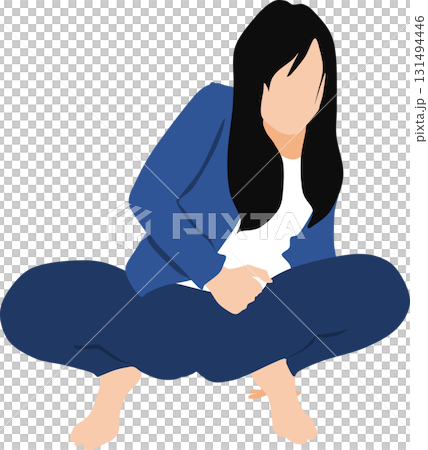 Illustration of a woman squatting 131494446