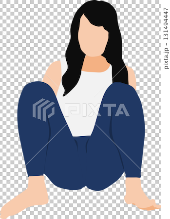 Illustration of a woman squatting 131494447