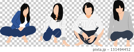 Illustration of a woman squatting 131494452
