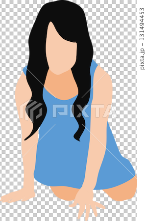 Illustration of a woman squatting 131494453