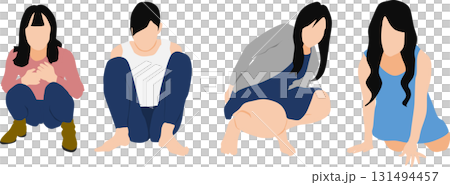 Illustration of a woman squatting 131494457