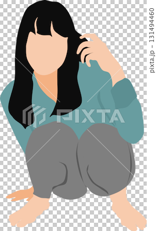 Illustration of a woman squatting Illustration of a woman squatting 131494460