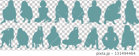 Illustration of a woman squatting Illustration of a woman squatting 131494464