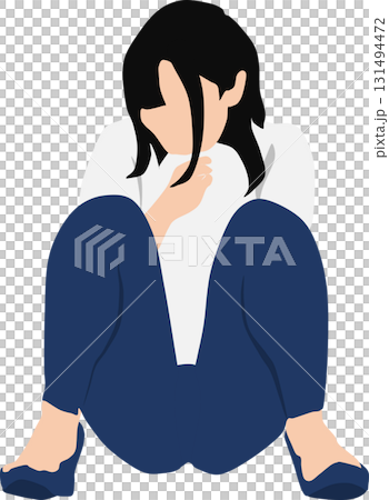 Illustration of a woman squatting 131494472
