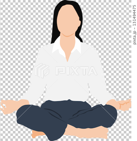 Illustration of a woman squatting 131494475