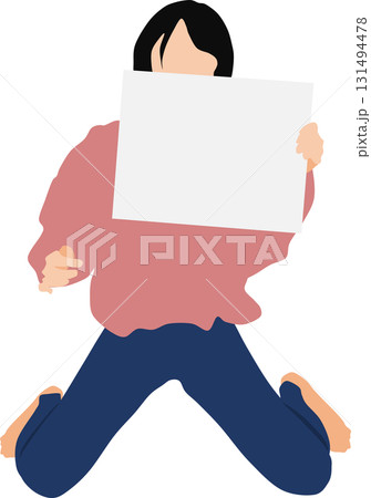 しゃがんでいる女性のイラスト 131494478