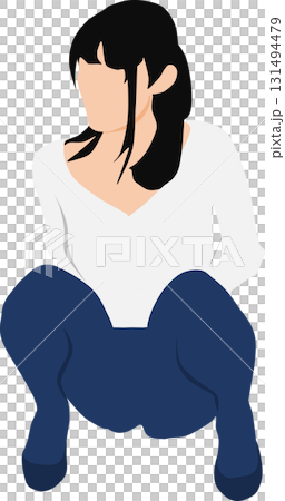 一名婦女蹲著的插圖 一名婦女蹲著的插圖 131494479