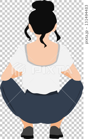 一名婦女蹲著的插圖 131494483