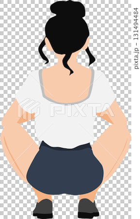 一名婦女蹲著的插圖 131494484