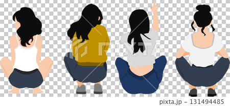 しゃがんでいる女性のイラスト 131494485