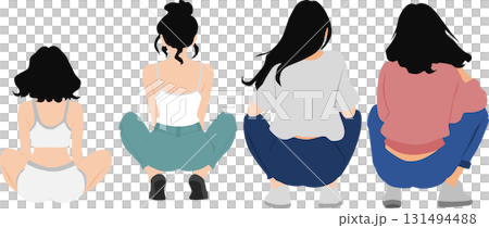 Illustration of a woman squatting 131494488