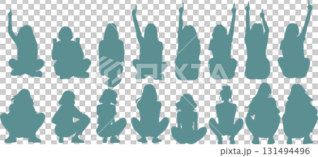 Illustration of a woman squatting 131494496