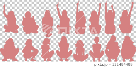 Illustration of a woman squatting 131494499