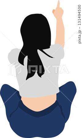 しゃがんでいる女性のイラスト 131494500