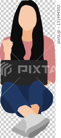 Illustration of a woman squatting 131494502