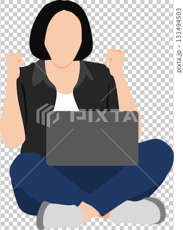 Illustration of a woman squatting 131494503