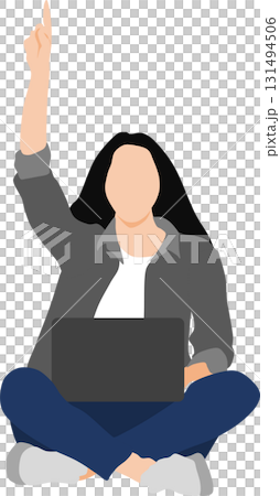 一名婦女蹲著的插圖 131494506