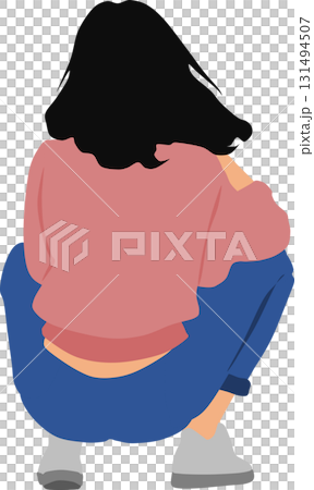 しゃがんでいる女性のイラスト 131494507