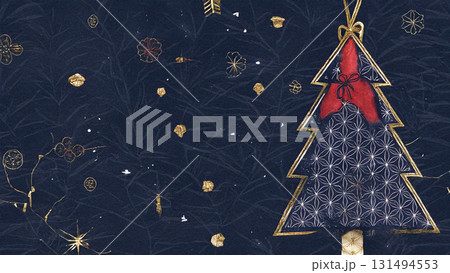 和紙の風合いを感じるクリスマスツリーのイラスト 和紙の風合いを感じるクリスマスツリーのイラスト 131494553