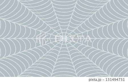 ラフな線の白い糸のクモの巣が中心から広がるグレーの背景 131494731