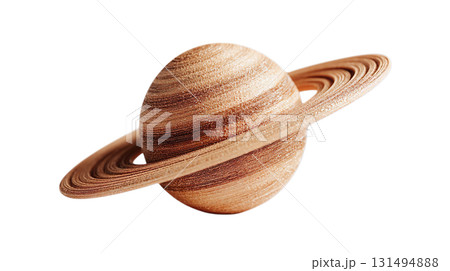 透明背景（png）に土星をイメージしたリングのある惑星の3Dイラスト 131494888