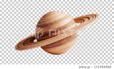 透明背景（png）に土星をイメージしたリングのある惑星の3Dイラスト 131494888