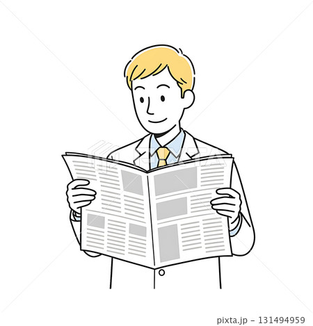 新聞を読むビジネスマンのシンプルイラスト 新聞を読むビジネスマンのシンプルイラスト 131494959