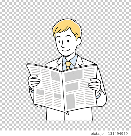 新聞を読むビジネスマンのシンプルイラスト 新聞を読むビジネスマンのシンプルイラスト 131494959