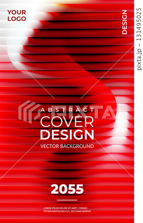 Abstract modern ribbed vertical poster background with red and white lines. 131495025