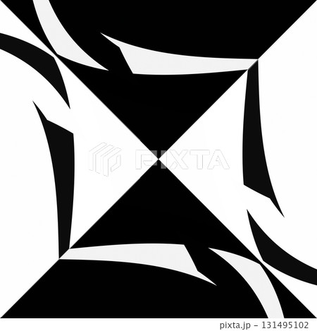 Abstract pattern with decorative geometric  elements. Black and white ornament. Modern stylish texture repeating. Great for tapestry, carpet, bedspread, fabric, ceramic tile, pillow 131495102
