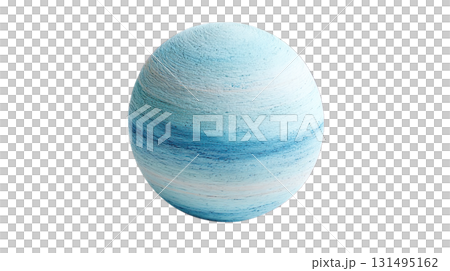 透明背景（png）に天王星のような水色の惑星の3Dイラスト 131495162