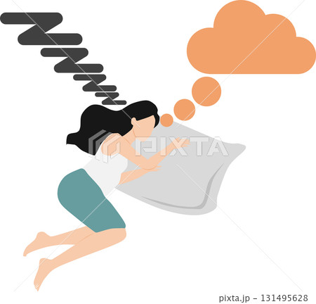 昼寝をする女性のイラスト	 131495628