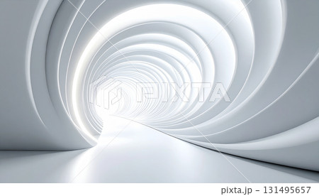 白い抽象的なトンネル空間の背景 131495657