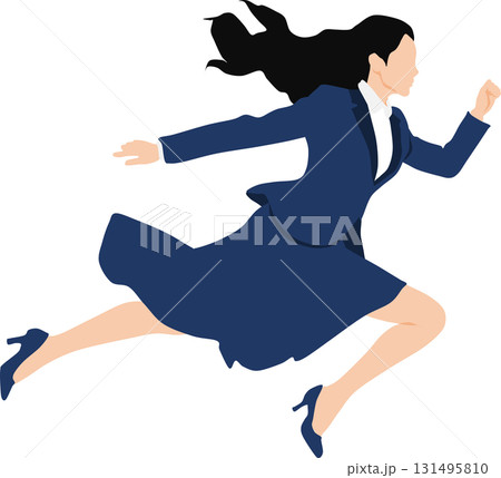 1位でゴールテープを切った女性のイラスト	 131495810