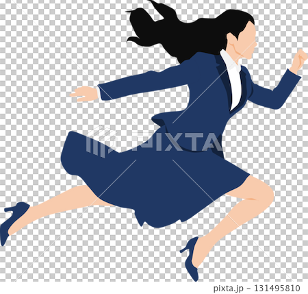 1位でゴールテープを切った女性のイラスト	 131495810