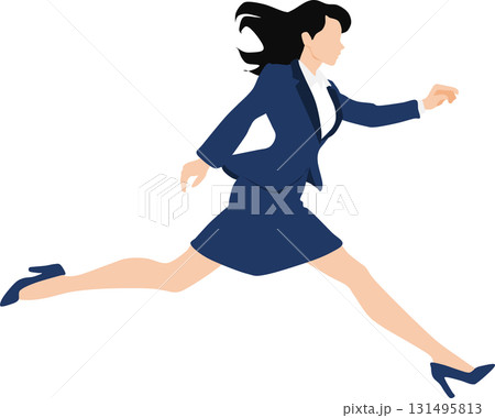 1位でゴールテープを切った女性のイラスト	 131495813