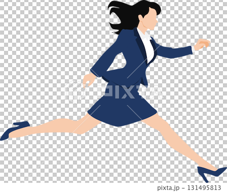 1位でゴールテープを切った女性のイラスト	 131495813