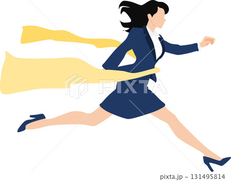 1位でゴールテープを切った女性のイラスト 1位でゴールテープを切った女性のイラスト 131495814
