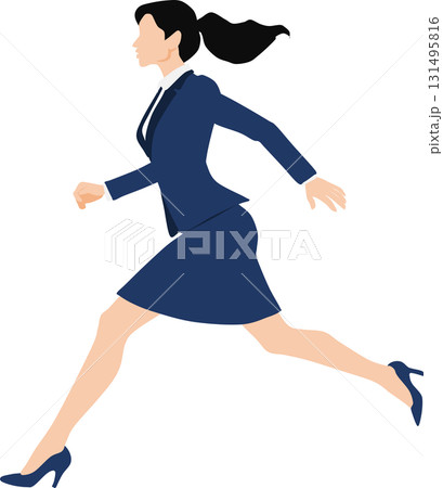 1位でゴールテープを切った女性のイラスト	 131495816