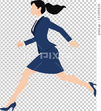 1位でゴールテープを切った女性のイラスト	 131495816