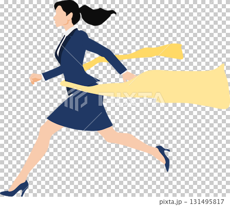1位でゴールテープを切った女性のイラスト	 131495817