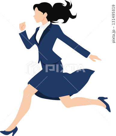 1位でゴールテープを切った女性のイラスト	 131495819