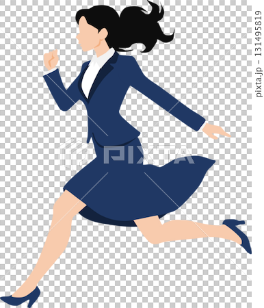 1位でゴールテープを切った女性のイラスト	 131495819