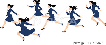 1位でゴールテープを切った女性のイラスト	 131495823